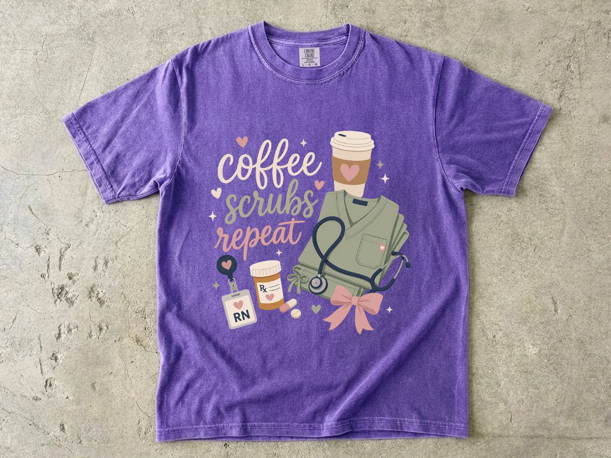 Nurse Coffee Scrubs Repeat T-Shirt