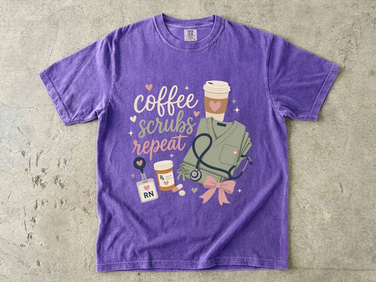 Nurse Coffee Scrubs Repeat T-Shirt