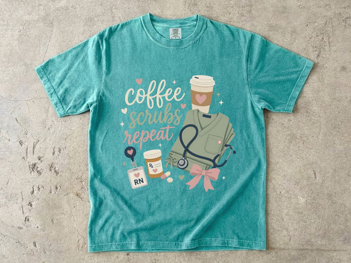 Nurse Coffee Scrubs Repeat T-Shirt