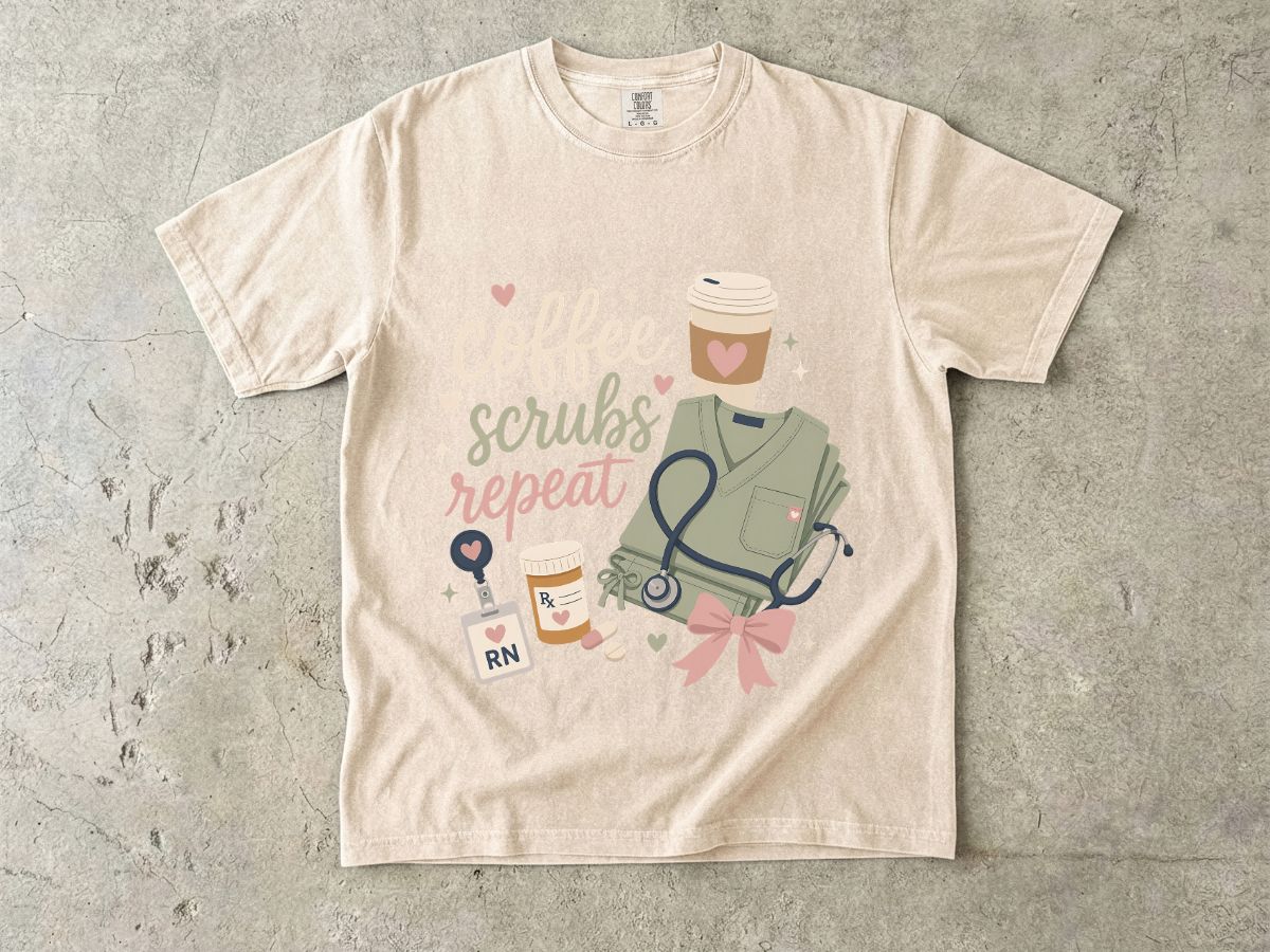 Nurse Coffee Scrubs Repeat T-Shirt