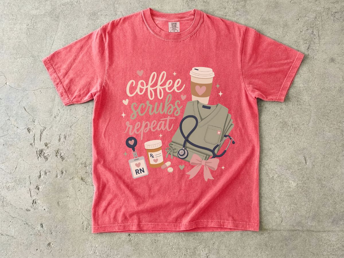 Nurse Coffee Scrubs Repeat T-Shirt