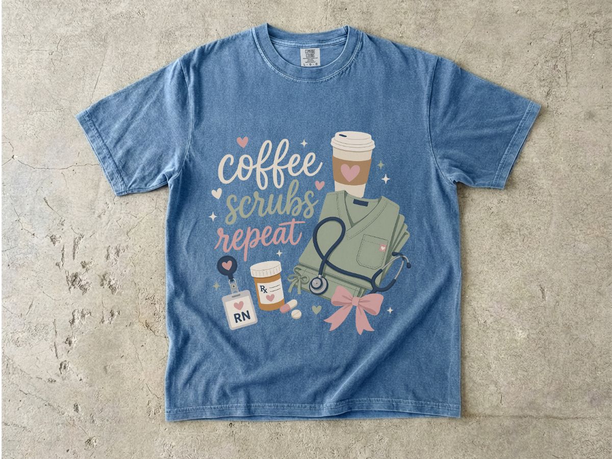Nurse Coffee Scrubs Repeat T-Shirt
