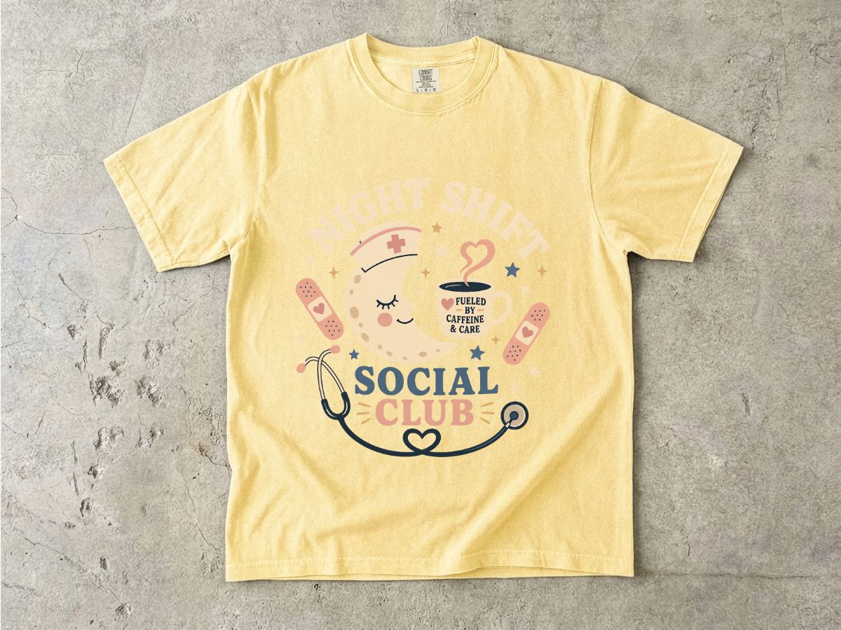 Night Shift Social Club T-Shirt — Cute Nurse Moon Design