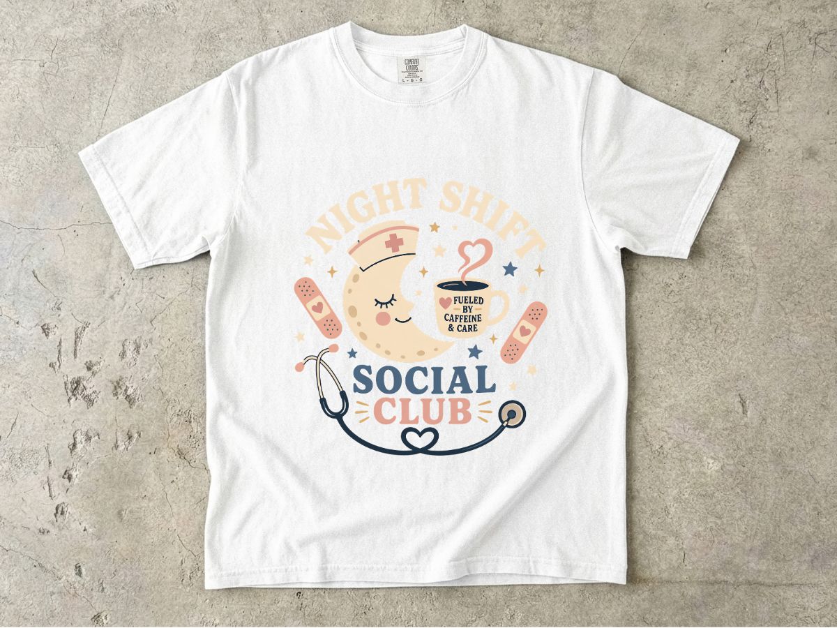 Night Shift Social Club T-Shirt — Cute Nurse Moon Design