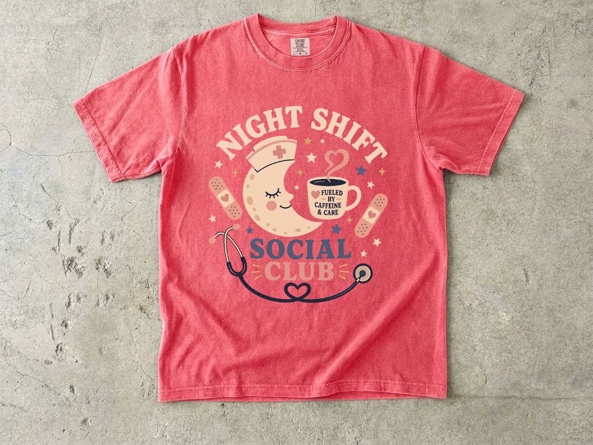 Night Shift Social Club T-Shirt — Cute Nurse Moon Design