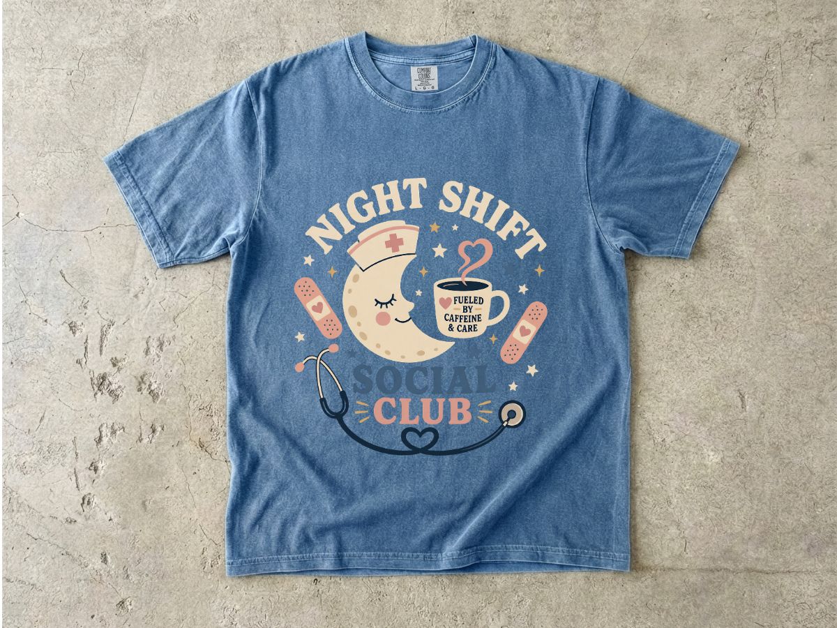 Night Shift Social Club T-Shirt — Cute Nurse Moon Design