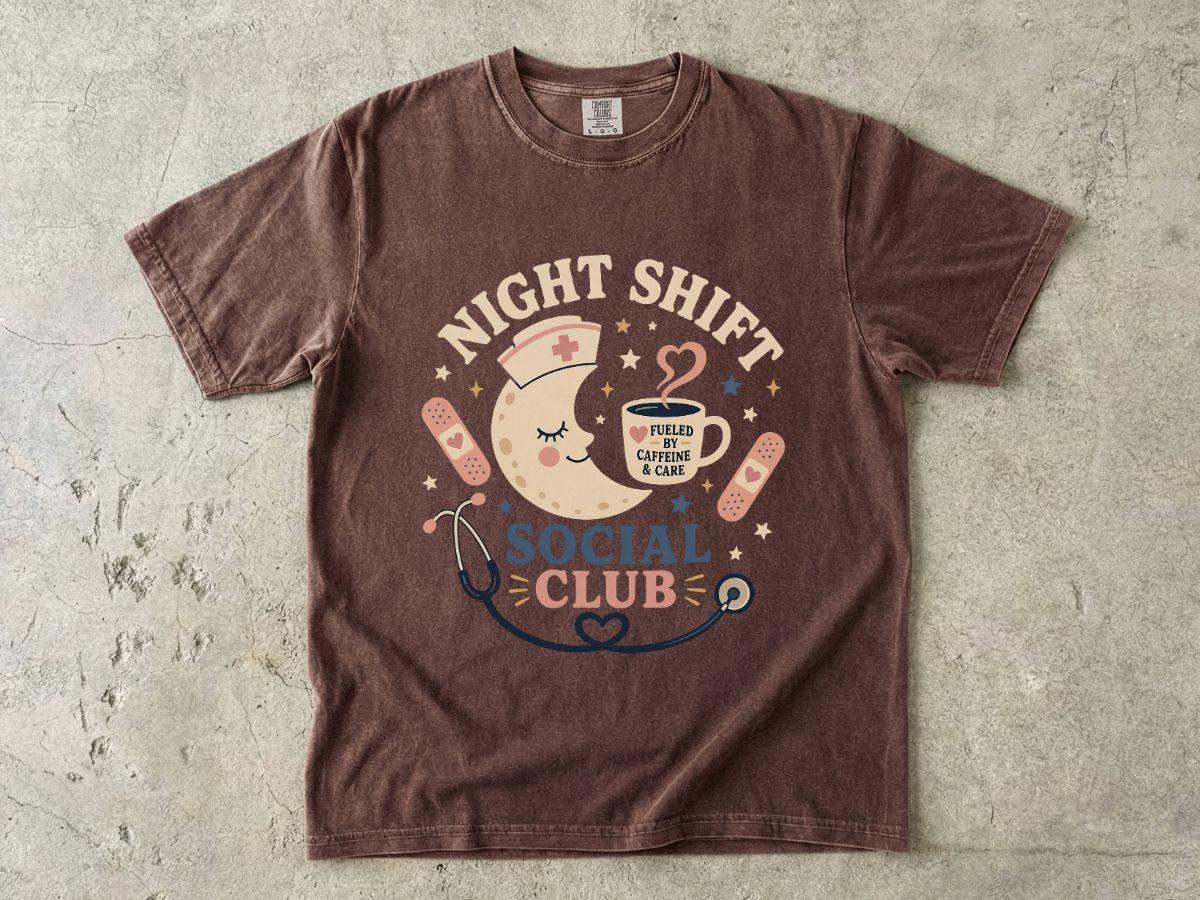 Night Shift Social Club T-Shirt — Cute Nurse Moon Design