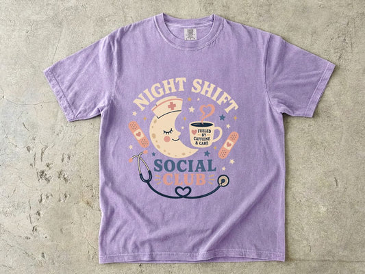 Night Shift Social Club T-Shirt — Cute Nurse Moon Design