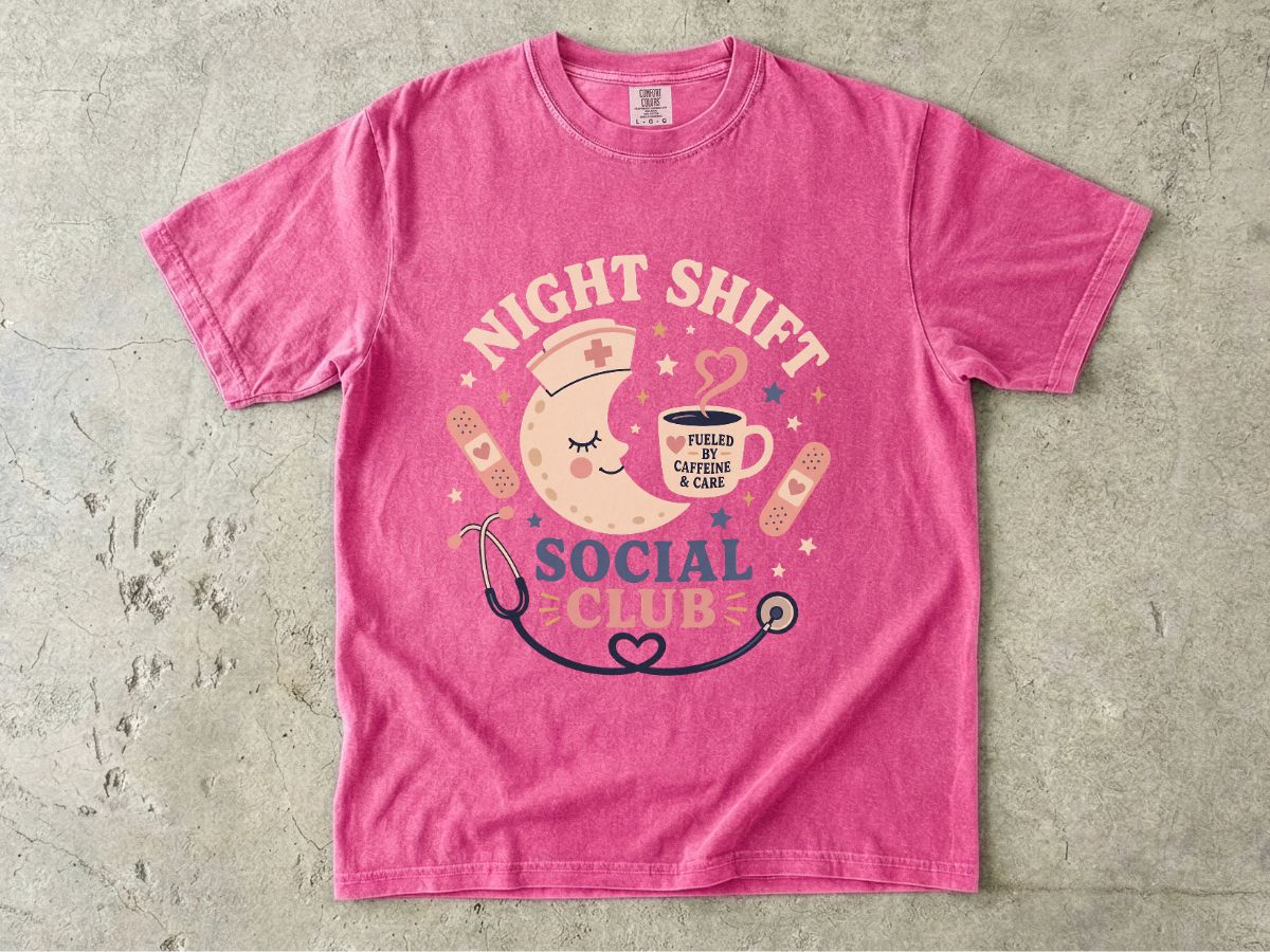 Night Shift Social Club T-Shirt — Cute Nurse Moon Design