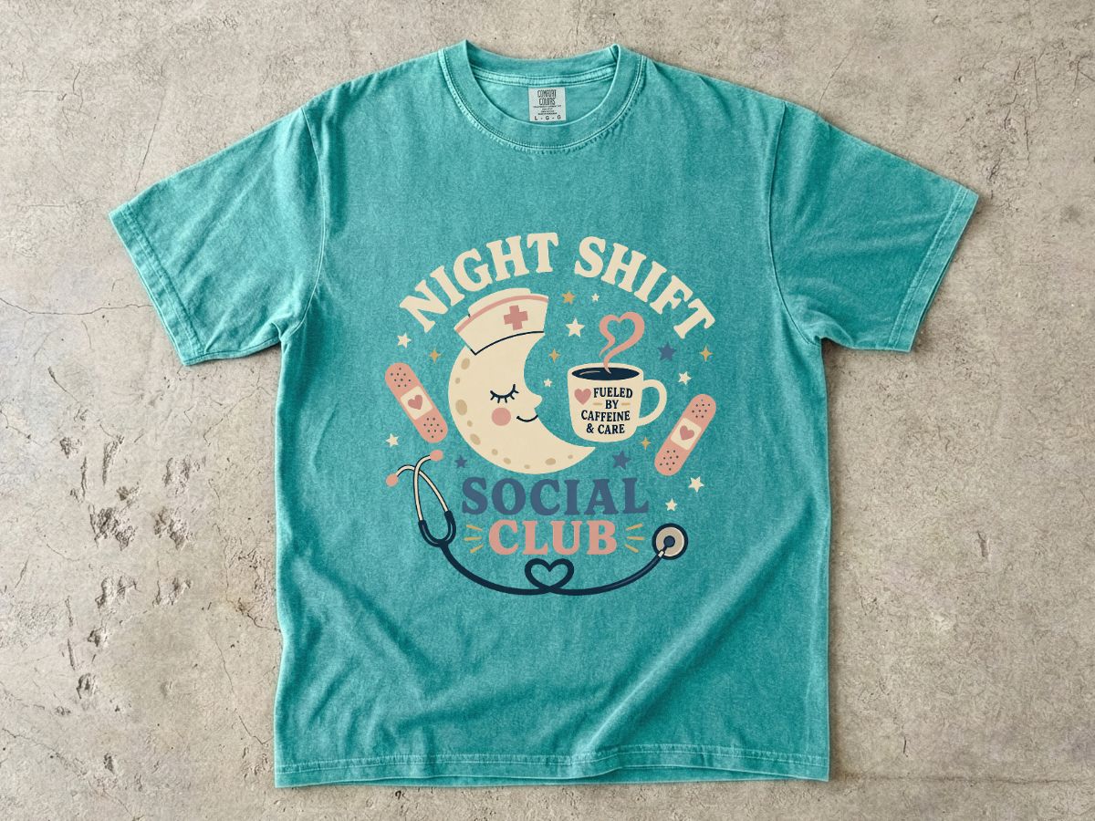 Night Shift Social Club T-Shirt — Cute Nurse Moon Design