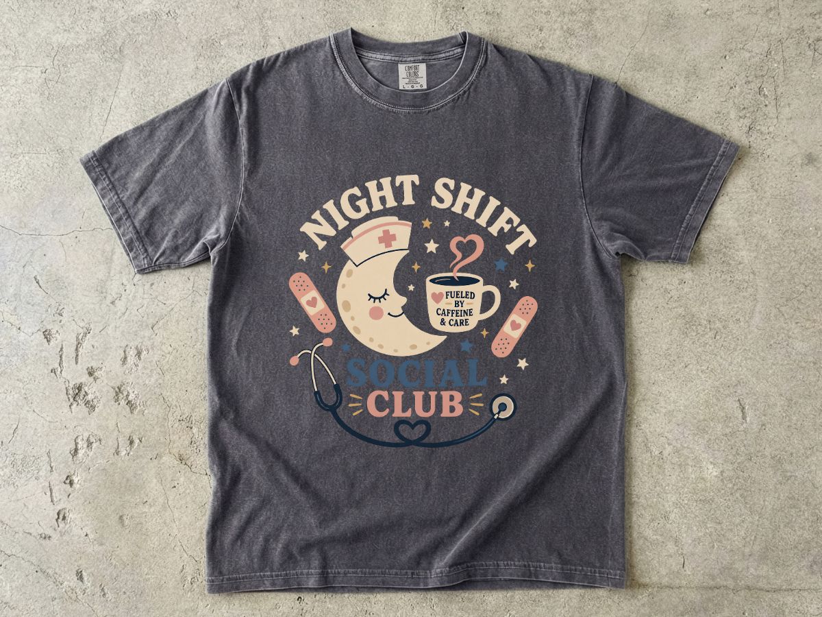 Night Shift Social Club T-Shirt — Cute Nurse Moon Design