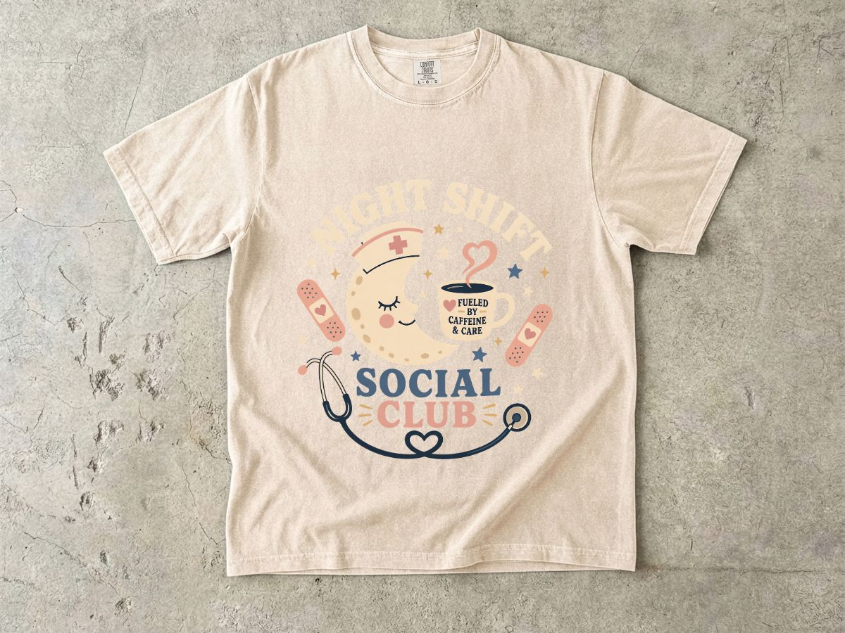 Night Shift Social Club T-Shirt — Cute Nurse Moon Design