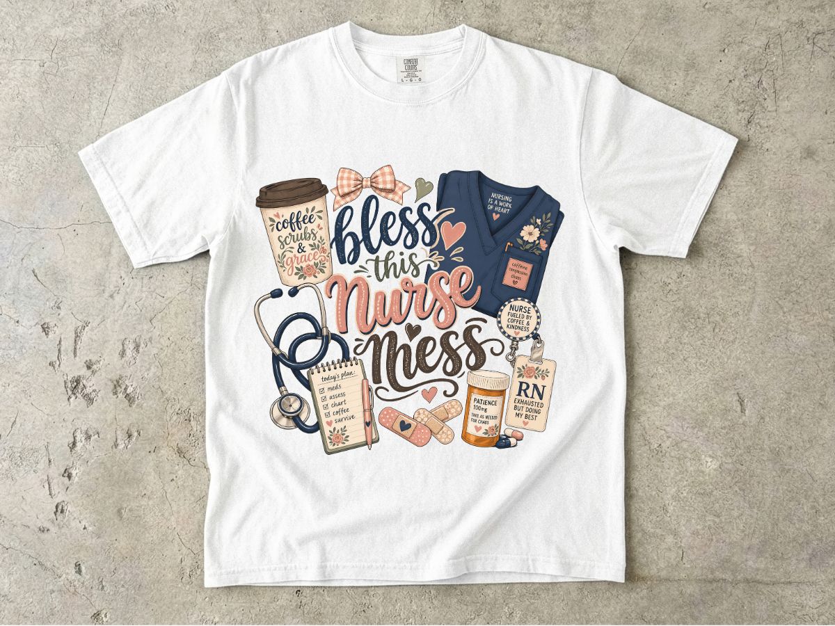 Bless This Nurse Mess T-shirt — Cute Medical Nurse Graphic Tee
