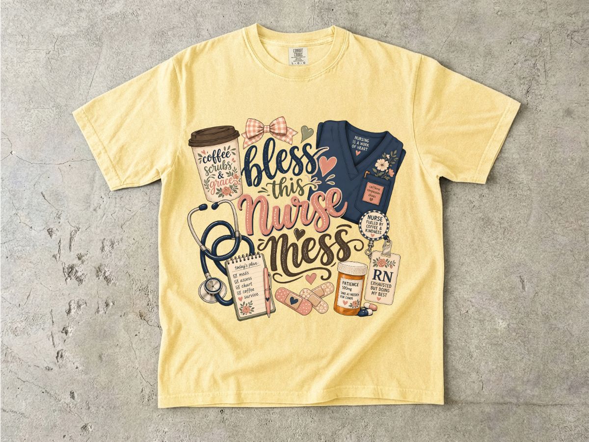 Bless This Nurse Mess T-shirt — Cute Medical Nurse Graphic Tee