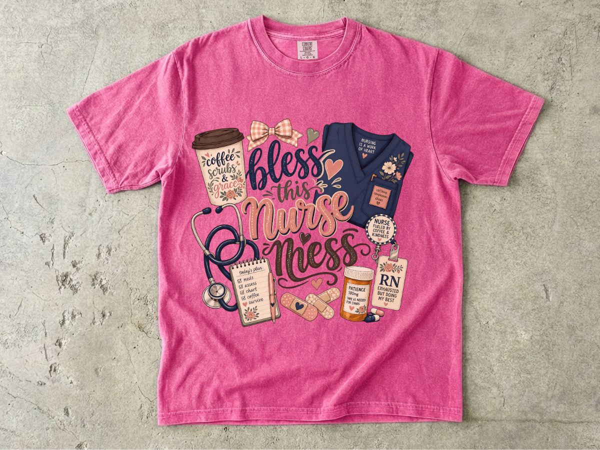 Bless This Nurse Mess T-shirt — Cute Medical Nurse Graphic Tee