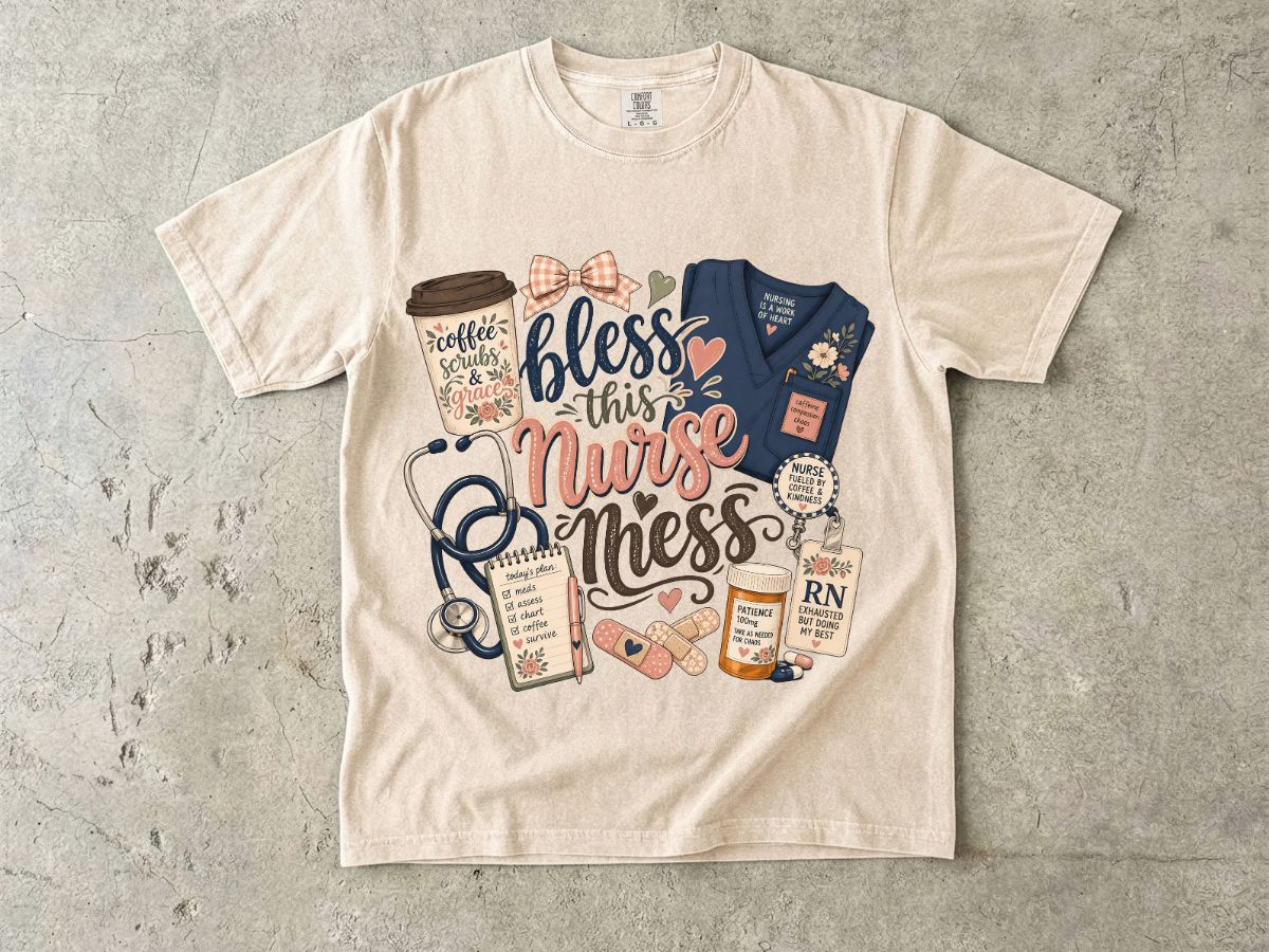 Bless This Nurse Mess T-shirt — Cute Medical Nurse Graphic Tee