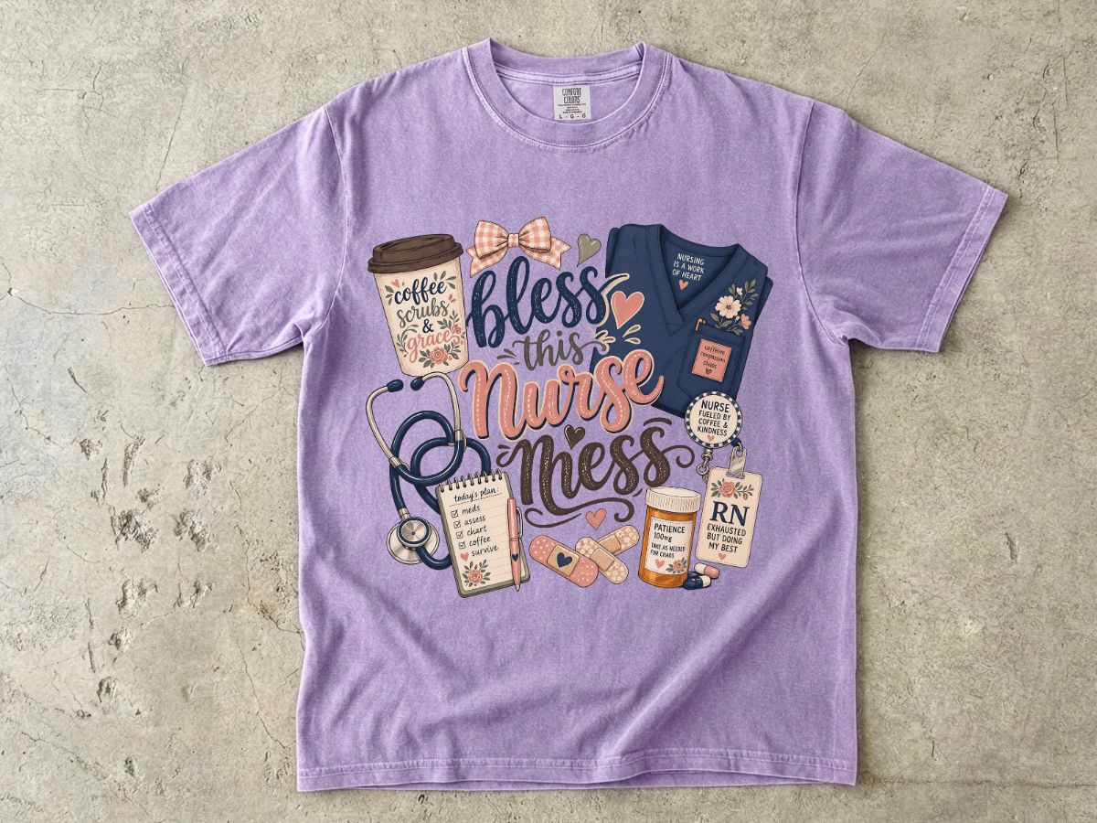 Bless This Nurse Mess T-shirt — Cute Medical Nurse Graphic Tee