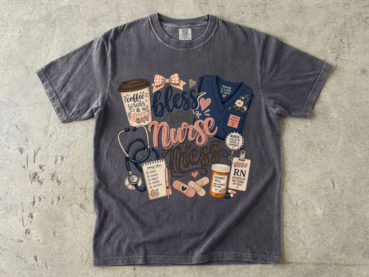Bless This Nurse Mess T-shirt — Cute Medical Nurse Graphic Tee