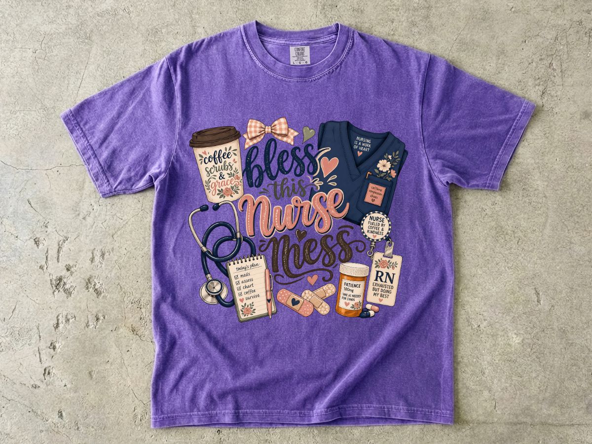 Bless This Nurse Mess T-shirt — Cute Medical Nurse Graphic Tee