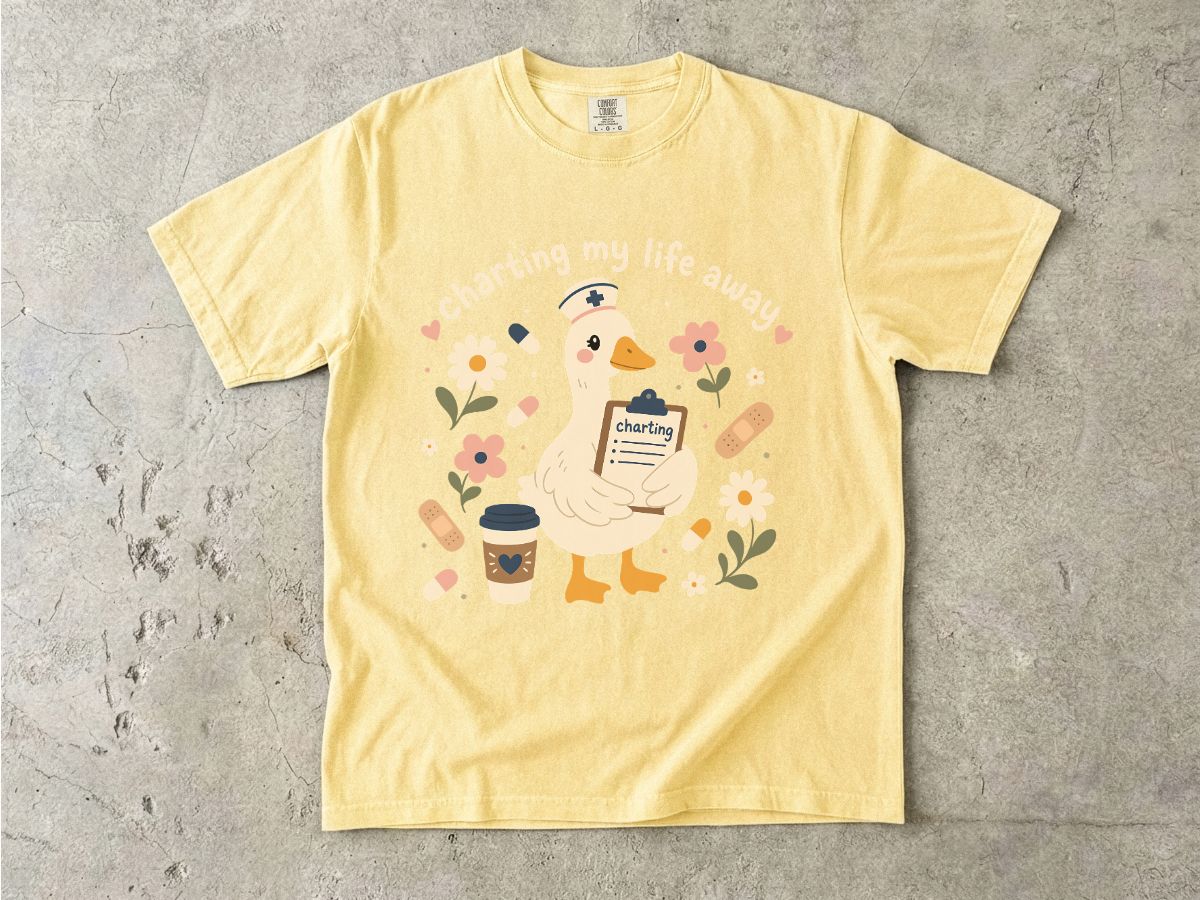 Goose Coffee T‑Shirt — "Charting My Breakfast" Cute Cafe Graphic Tee