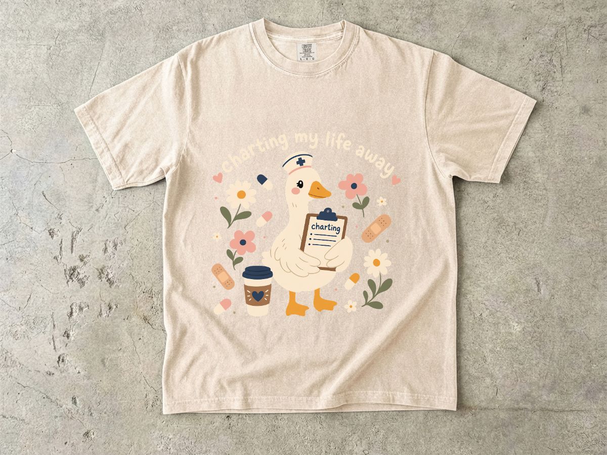 Goose Coffee T‑Shirt — "Charting My Breakfast" Cute Cafe Graphic Tee
