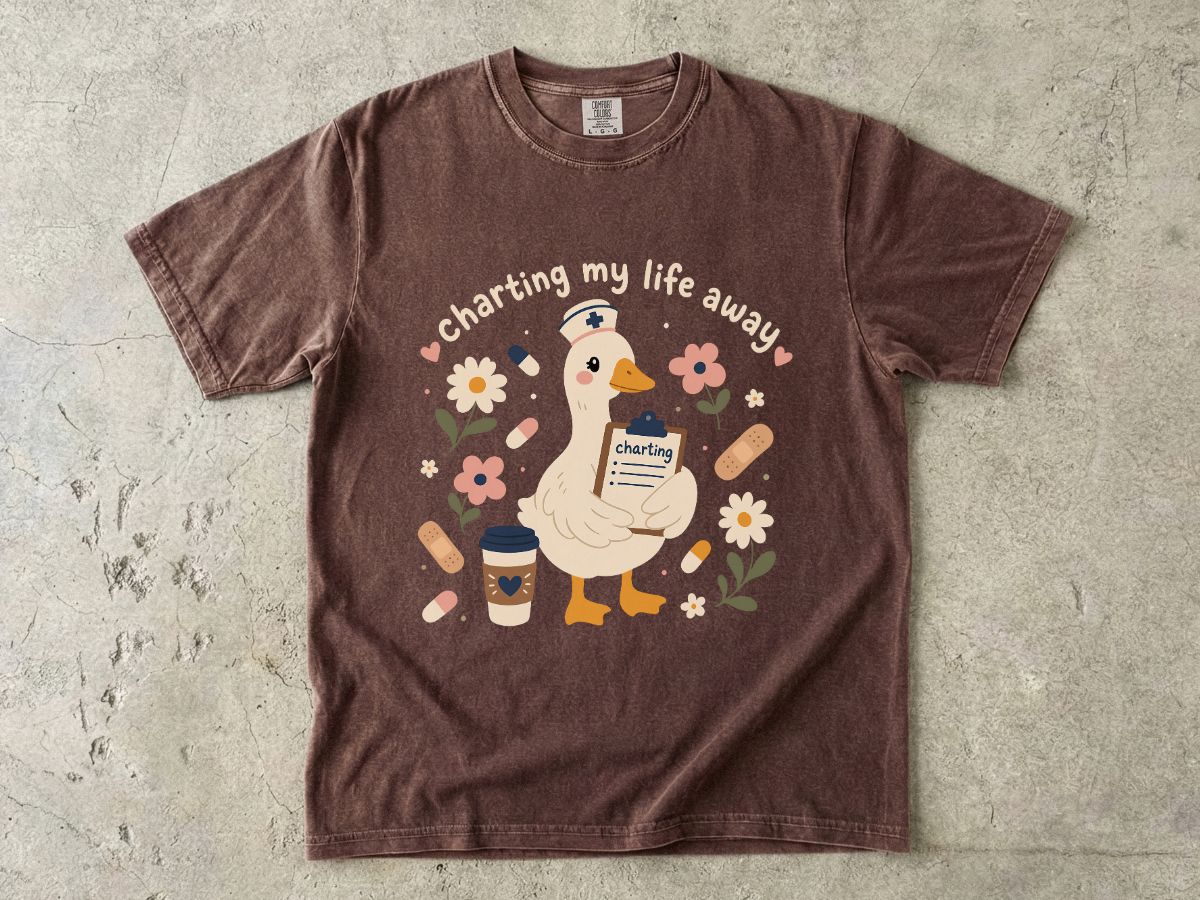 Goose Coffee T‑Shirt — "Charting My Breakfast" Cute Cafe Graphic Tee