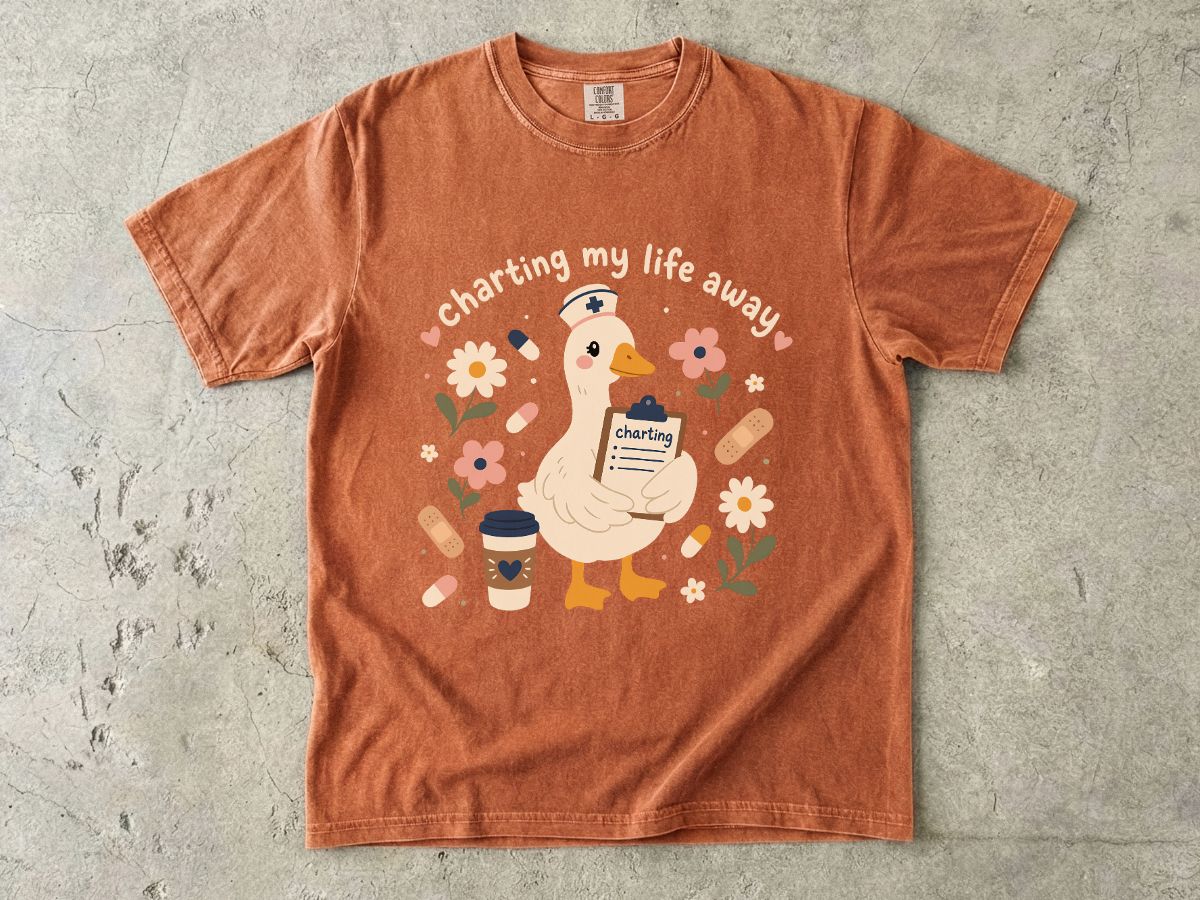 Goose Coffee T‑Shirt — "Charting My Breakfast" Cute Cafe Graphic Tee