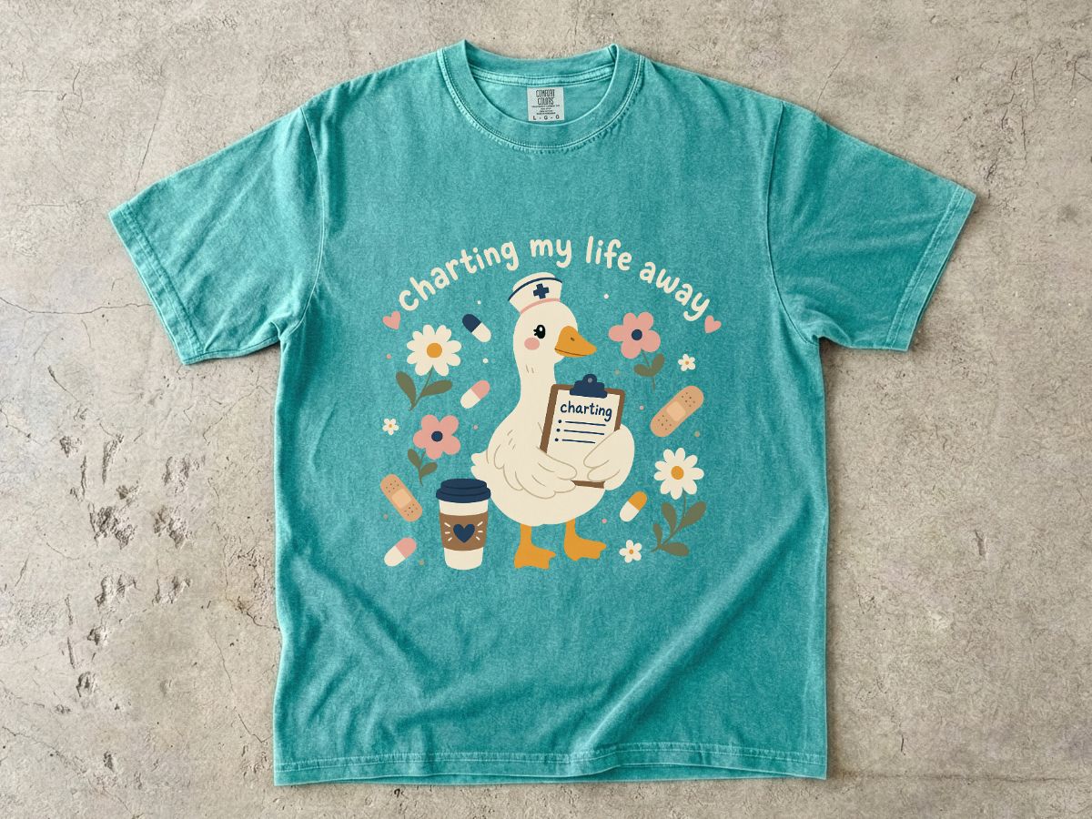 Goose Coffee T‑Shirt — "Charting My Breakfast" Cute Cafe Graphic Tee