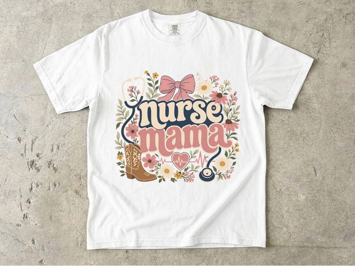 Nurse Mama T-Shirt — Floral Cute Nursing Mom Tee