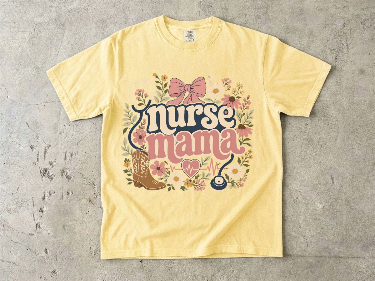Nurse Mama T-Shirt — Floral Cute Nursing Mom Tee