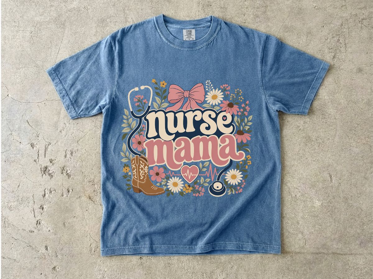 Nurse Mama T-Shirt — Floral Cute Nursing Mom Tee