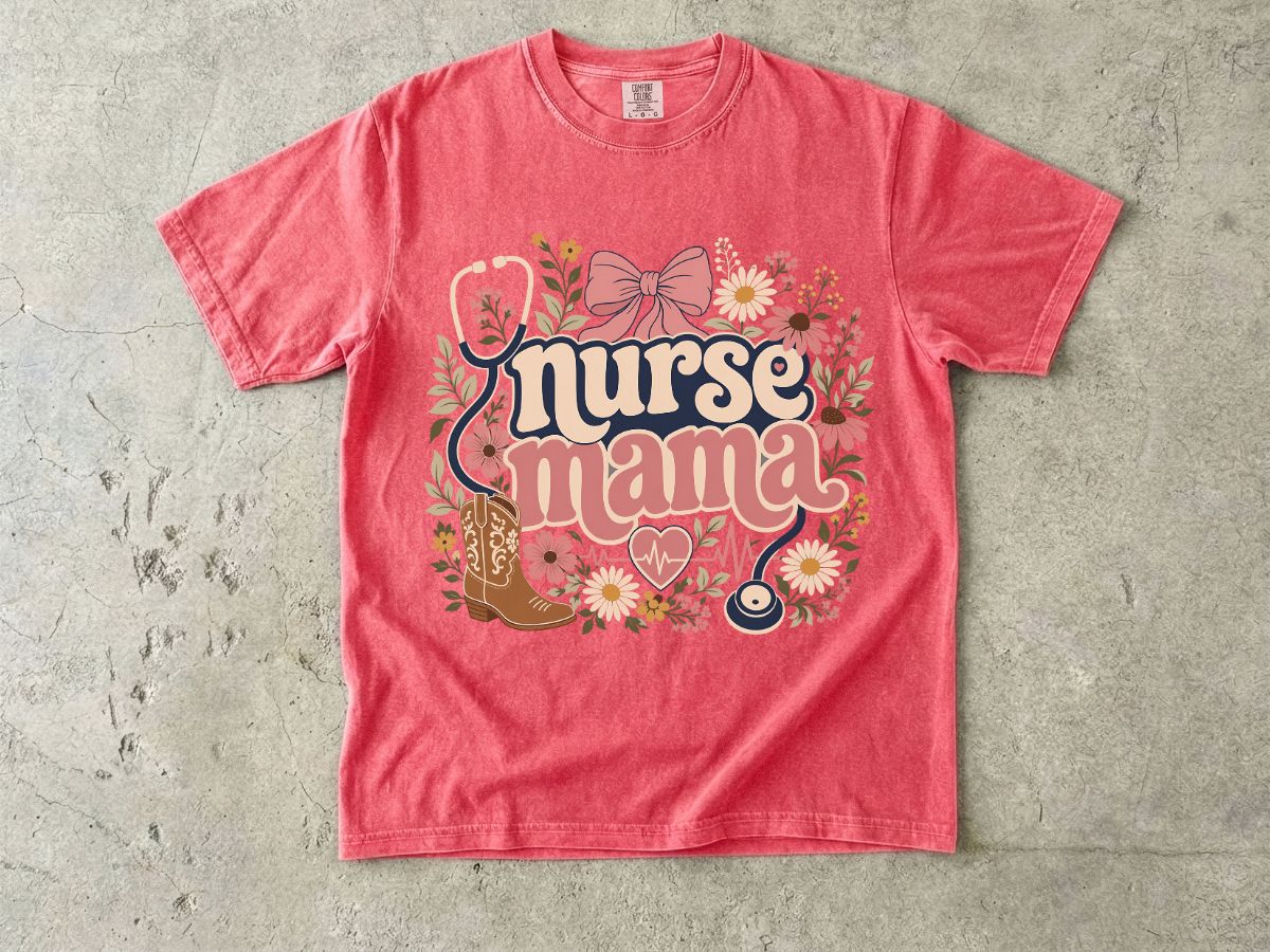 Nurse Mama T-Shirt — Floral Cute Nursing Mom Tee