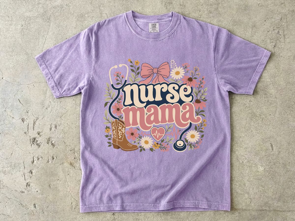 Nurse Mama T-Shirt — Floral Cute Nursing Mom Tee