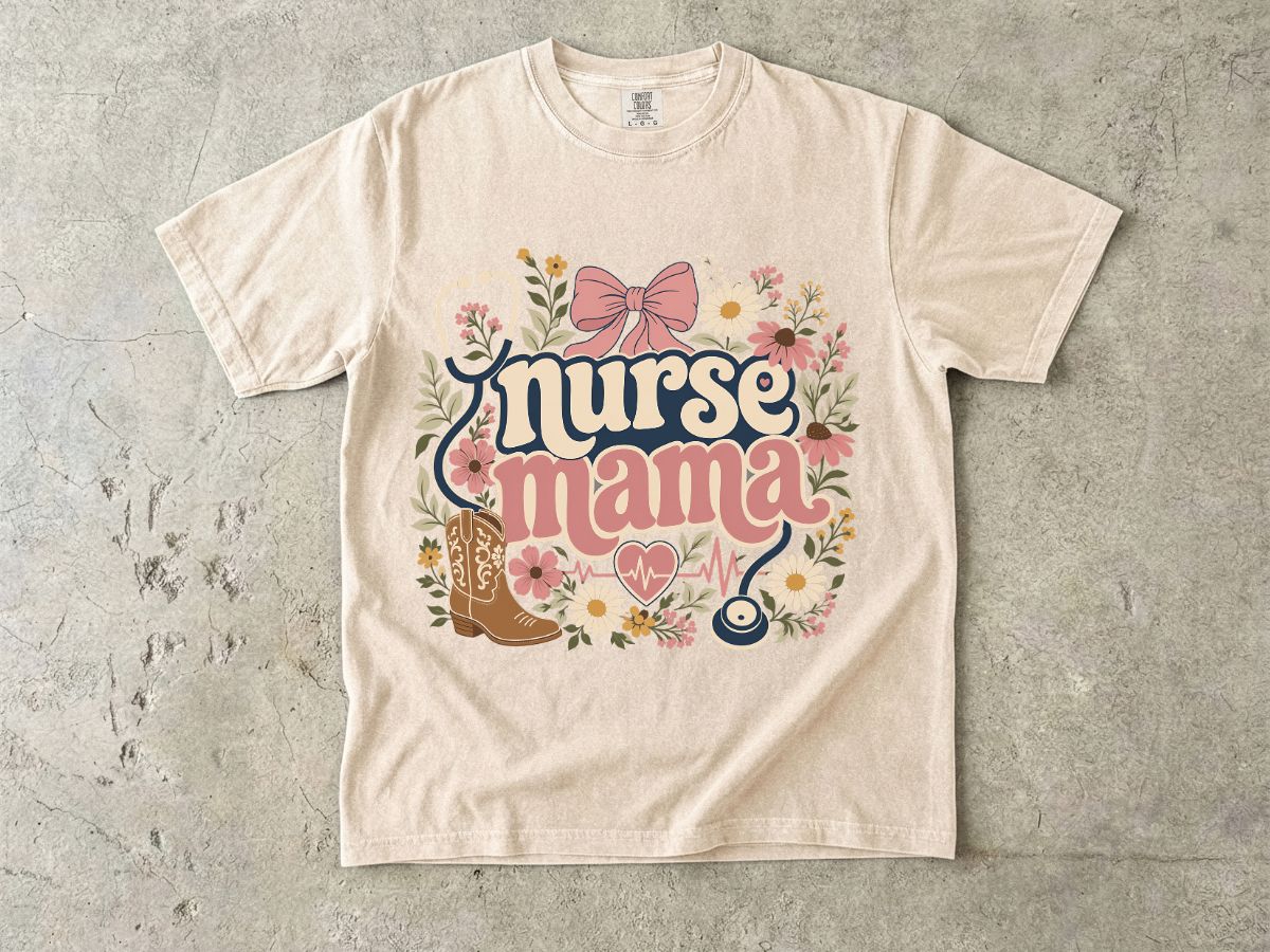 Nurse Mama T-Shirt — Floral Cute Nursing Mom Tee