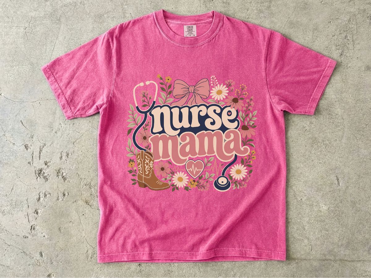 Nurse Mama T-Shirt — Floral Cute Nursing Mom Tee