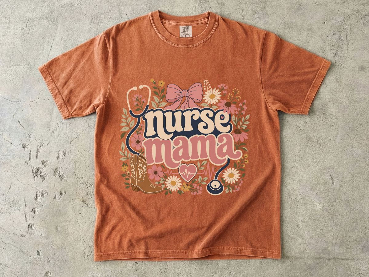 Nurse Mama T-Shirt — Floral Cute Nursing Mom Tee