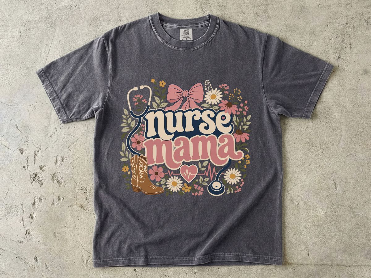 Nurse Mama T-Shirt — Floral Cute Nursing Mom Tee