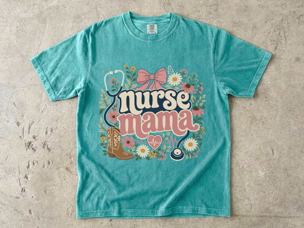 Nurse Mama T-Shirt — Floral Cute Nursing Mom Tee