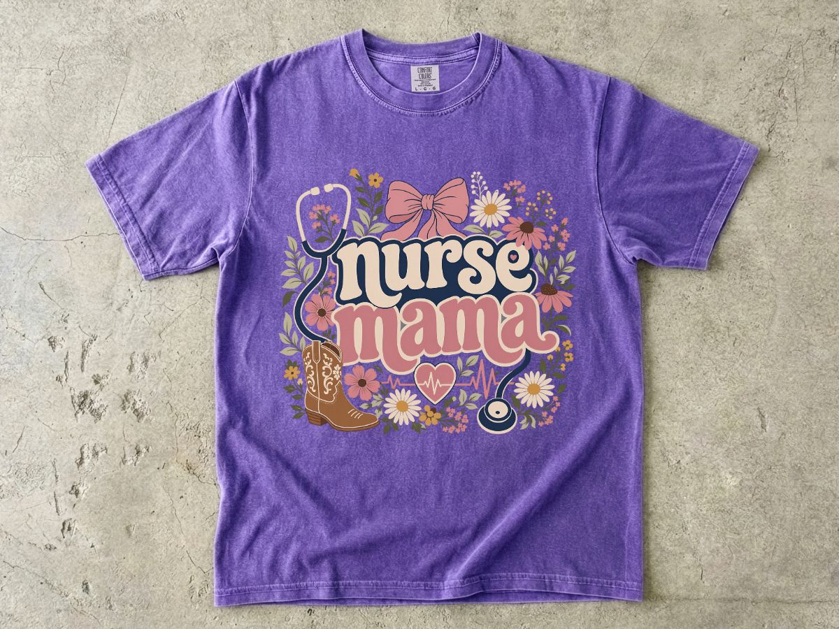 Nurse Mama T-Shirt — Floral Cute Nursing Mom Tee