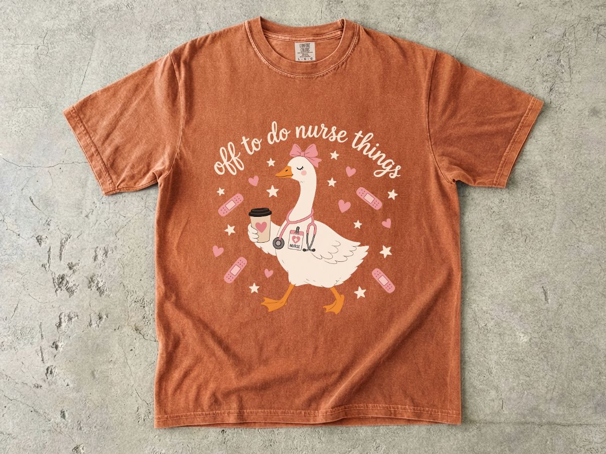Nurse Goose Tee – Cute Medical Duck with Coffee & Bandages T-Shirt