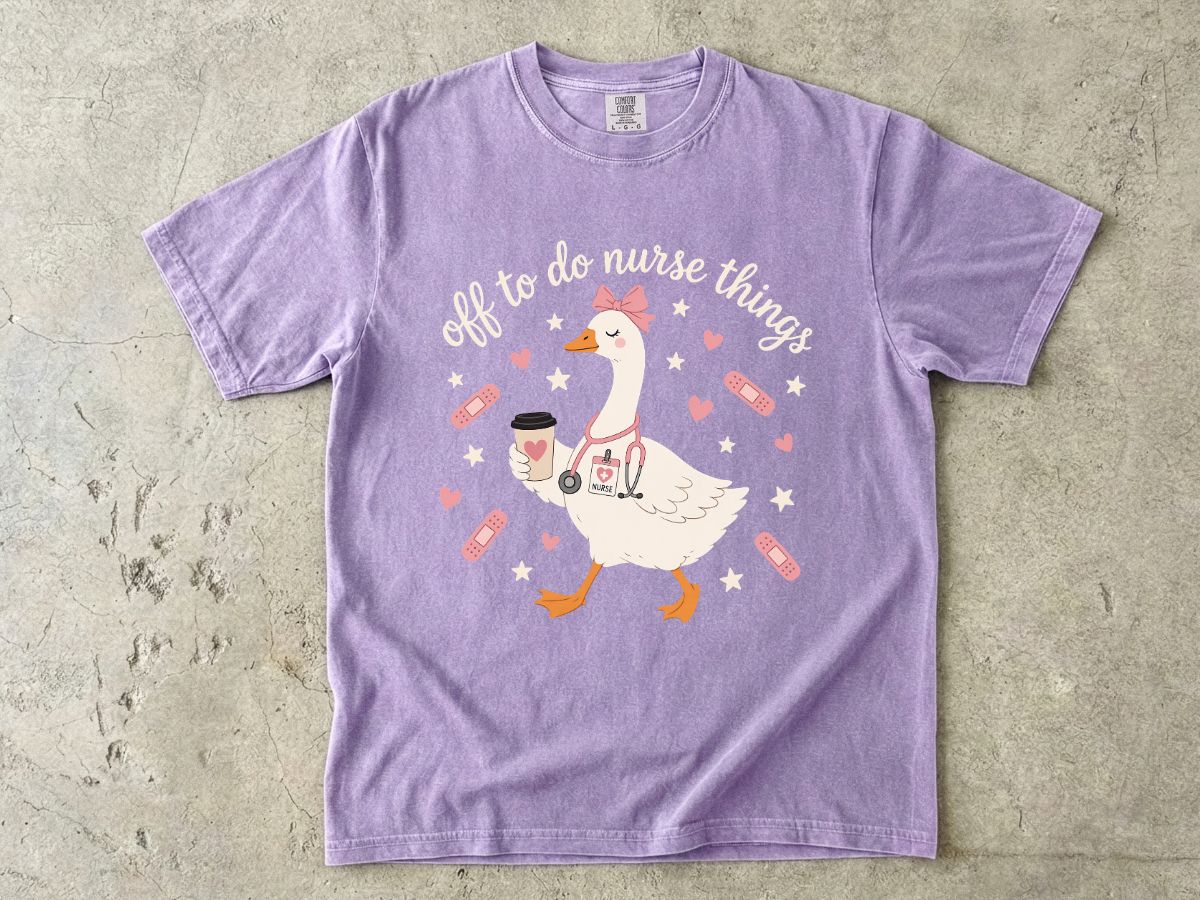 Nurse Goose Tee – Cute Medical Duck with Coffee & Bandages T-Shirt
