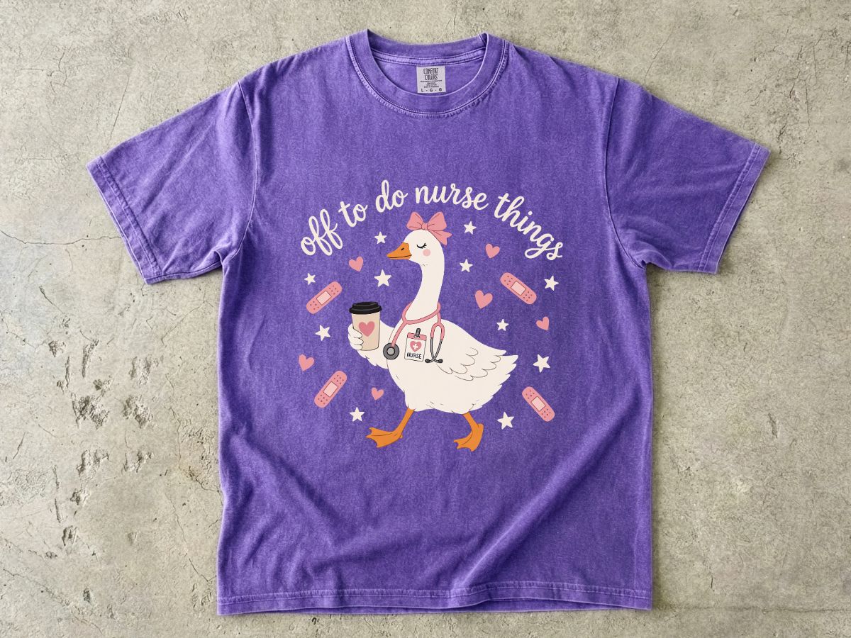 Nurse Goose Tee – Cute Medical Duck with Coffee & Bandages T-Shirt