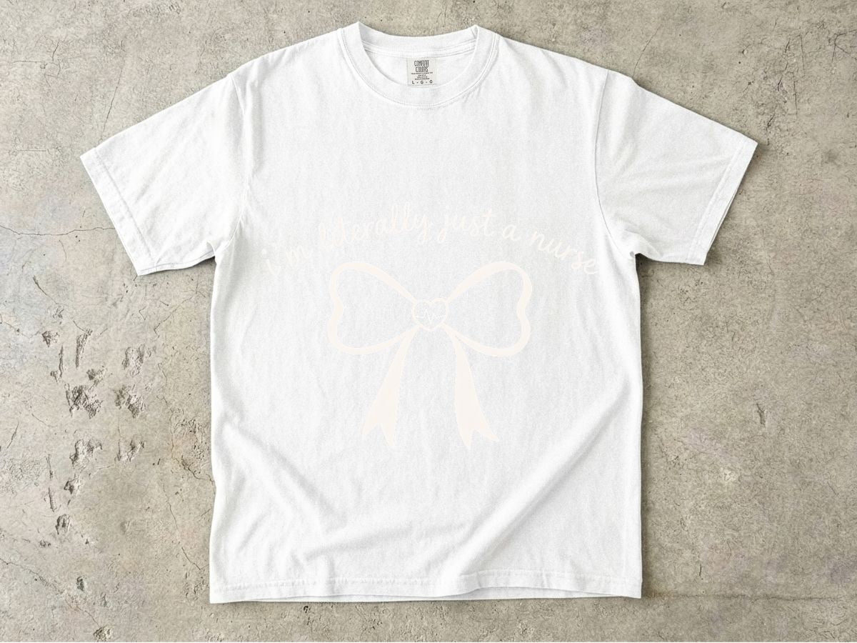 Bow Outline T-Shirt — Minimal Pale Ribbon Graphic
