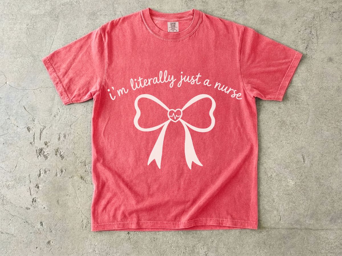 Bow Outline T-Shirt — Minimal Pale Ribbon Graphic