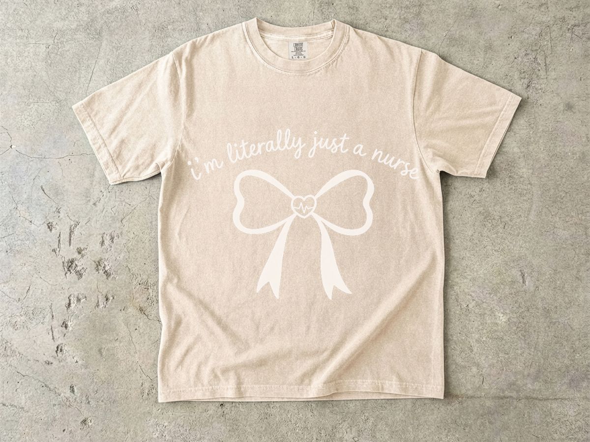 Bow Outline T-Shirt — Minimal Pale Ribbon Graphic