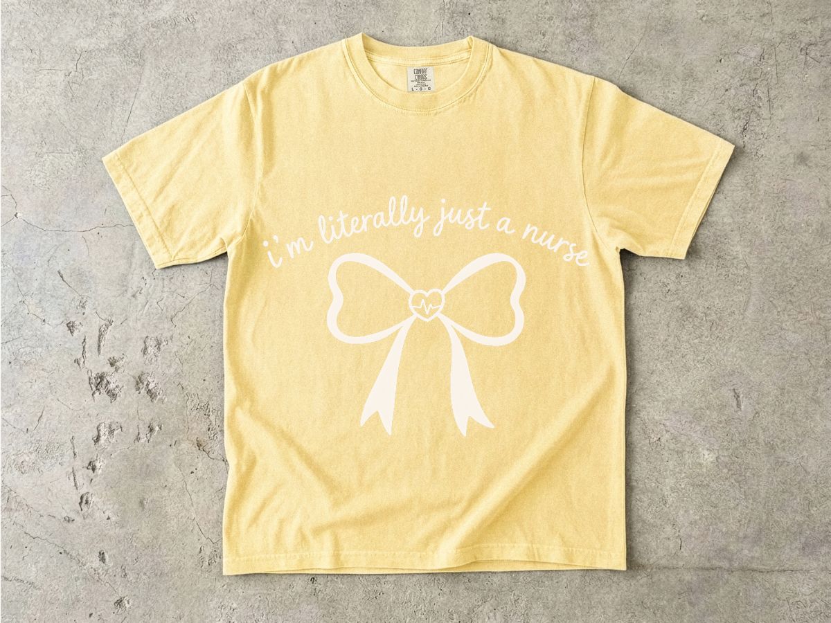 Bow Outline T-Shirt — Minimal Pale Ribbon Graphic