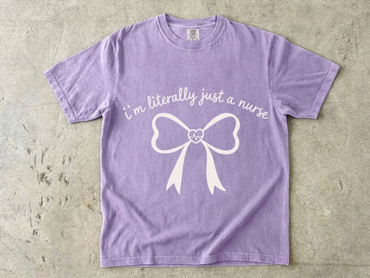 Bow Outline T-Shirt — Minimal Pale Ribbon Graphic