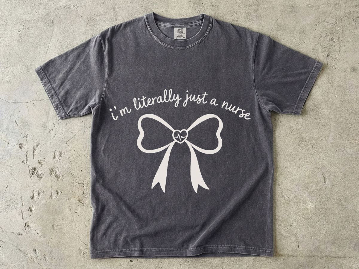 Bow Outline T-Shirt — Minimal Pale Ribbon Graphic