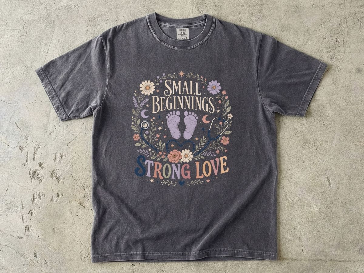 Baby Strong Love T-Shirt — 'Small Beginnings, Strong Love' Infant Footprint Tee