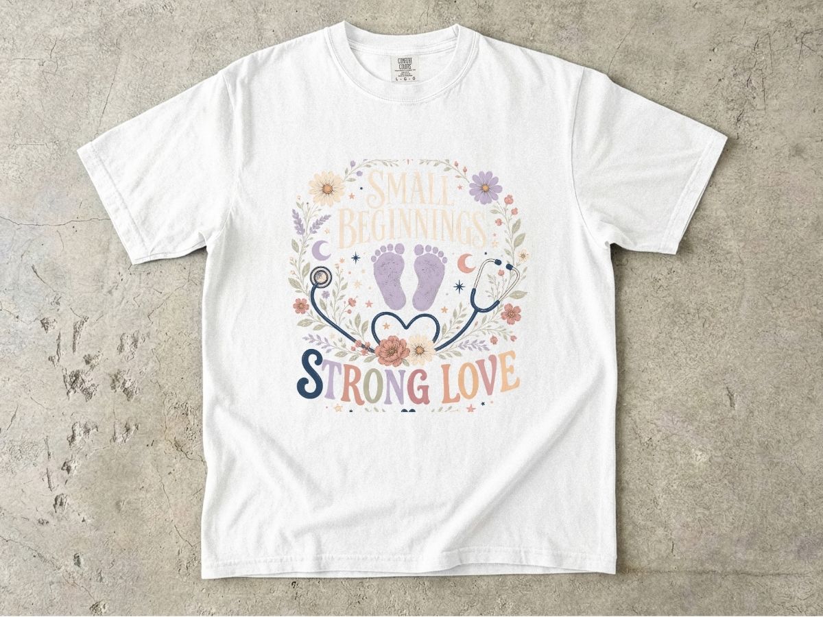 Baby Strong Love T-Shirt — 'Small Beginnings, Strong Love' Infant Footprint Tee